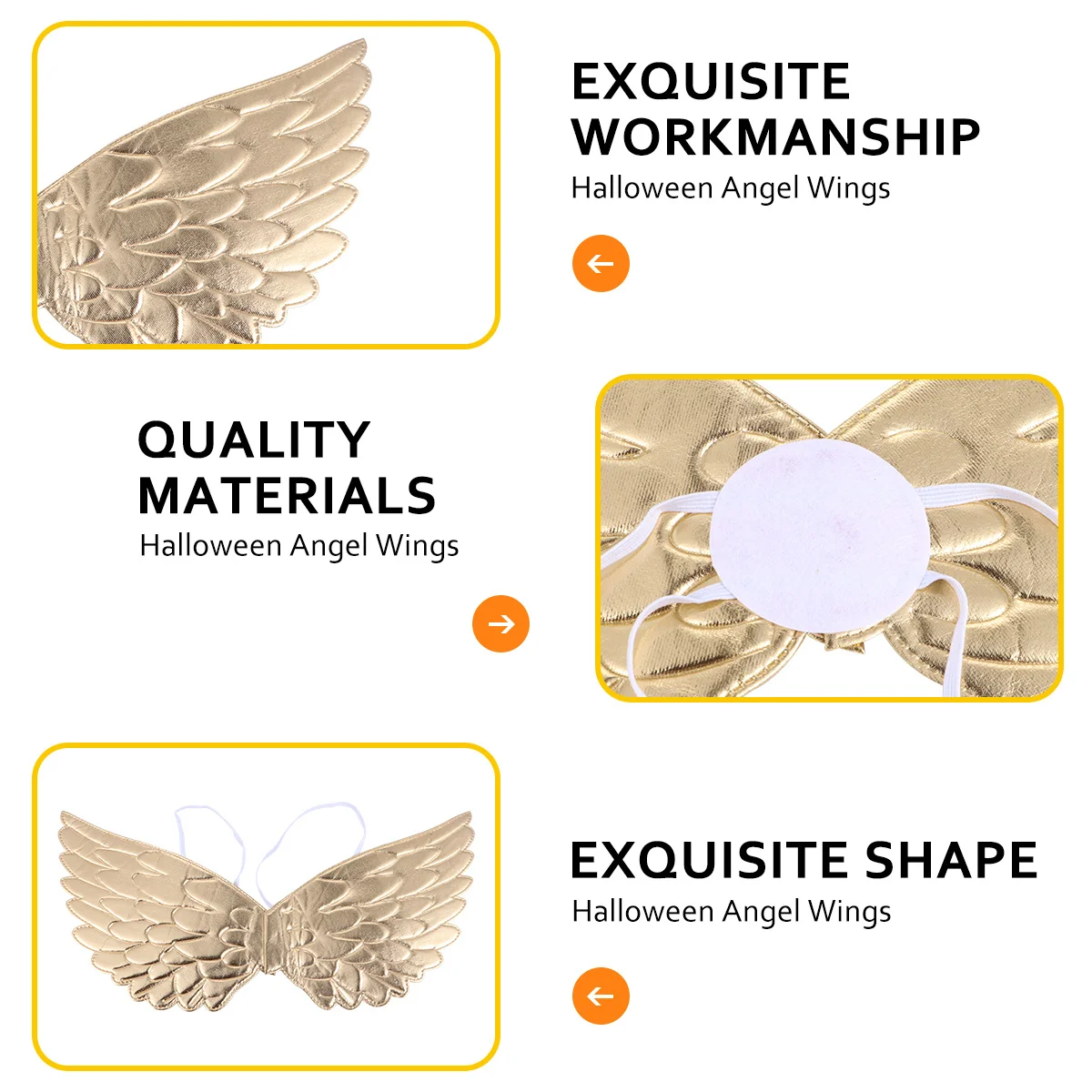 

1Set Children Halloween Angel Wings Performance Costume Elastic Strap Comfortable for Stage Christmas Party Cosplay Props