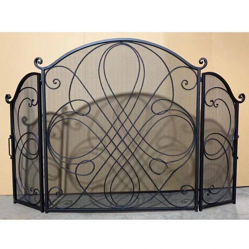 wrought iron screen black old living room door partition trifold new product with mesh fireplace cover to things