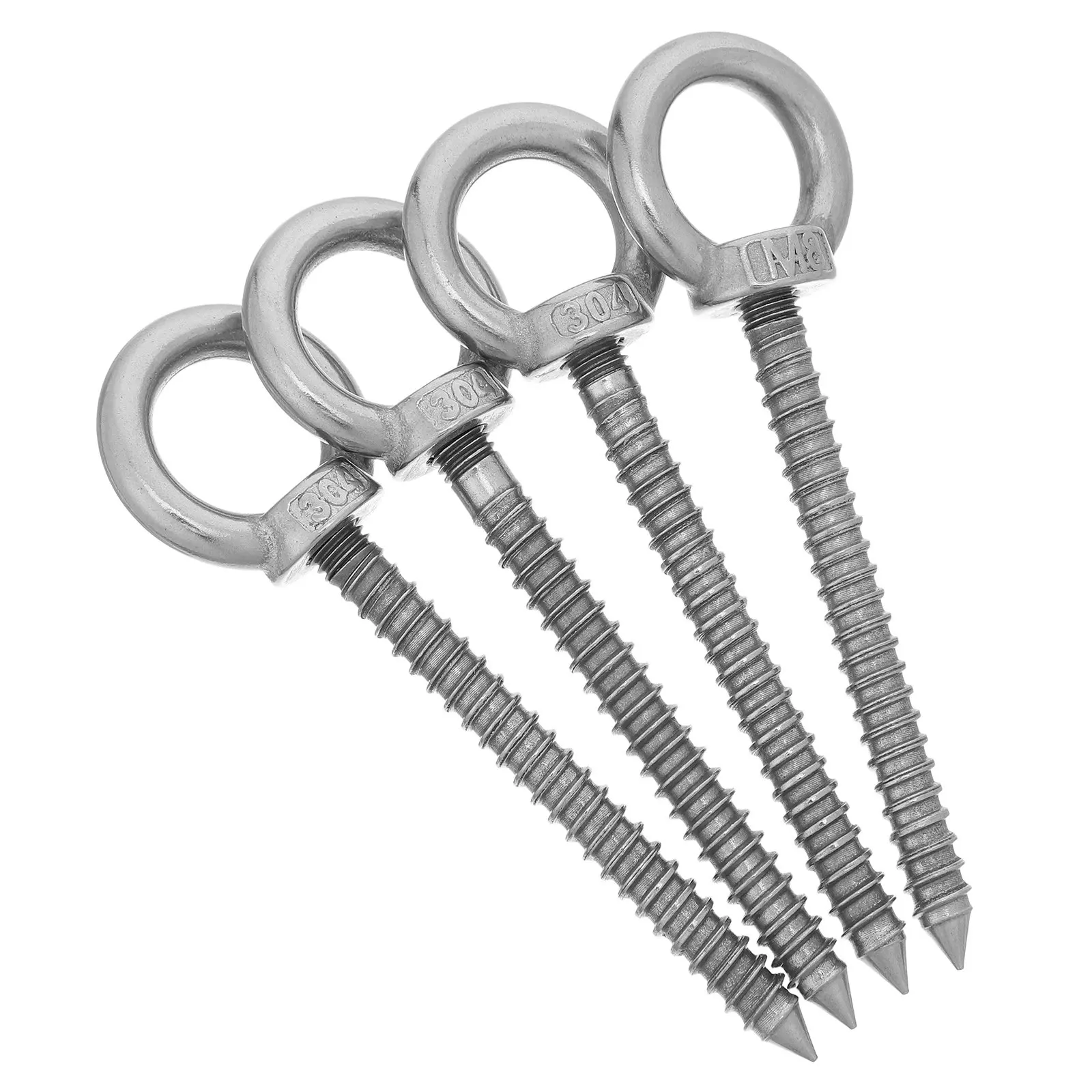 4Pcs Metal Stainless Steel Screw Eye For Wall Hanging Hooks Christmas Light Hanging Hooks Heavy Duty Screws M8x80mm
