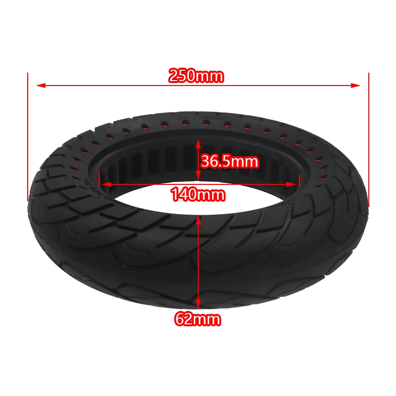 10 Inch 10X2.5 Solid Tire for Ninebot Max G30 Electric Scooter 10 inch Explosion-Proof Hollow Honeycomb Tyre