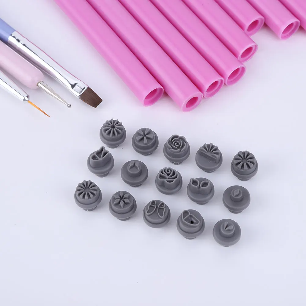 Neue Nail art Stempel Stift Set Floral Schmetterling Muster Nagel Graffiti Stift Blume Malerei Zeichnung Nagel Pinsel Stempel Stift Maniküre Werkzeug