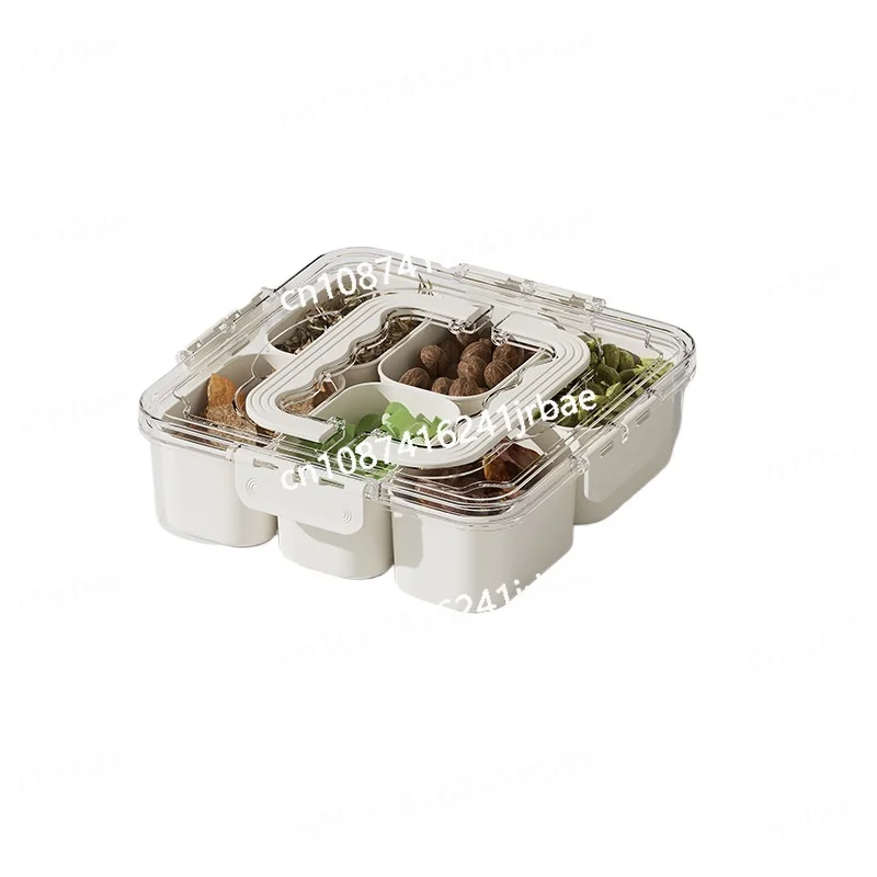 4/8 Grids Food Divided Serving Tray with Lids Fruits Nuts Candy Spice Refrigerator Storage Box Snack Food Container Organizer