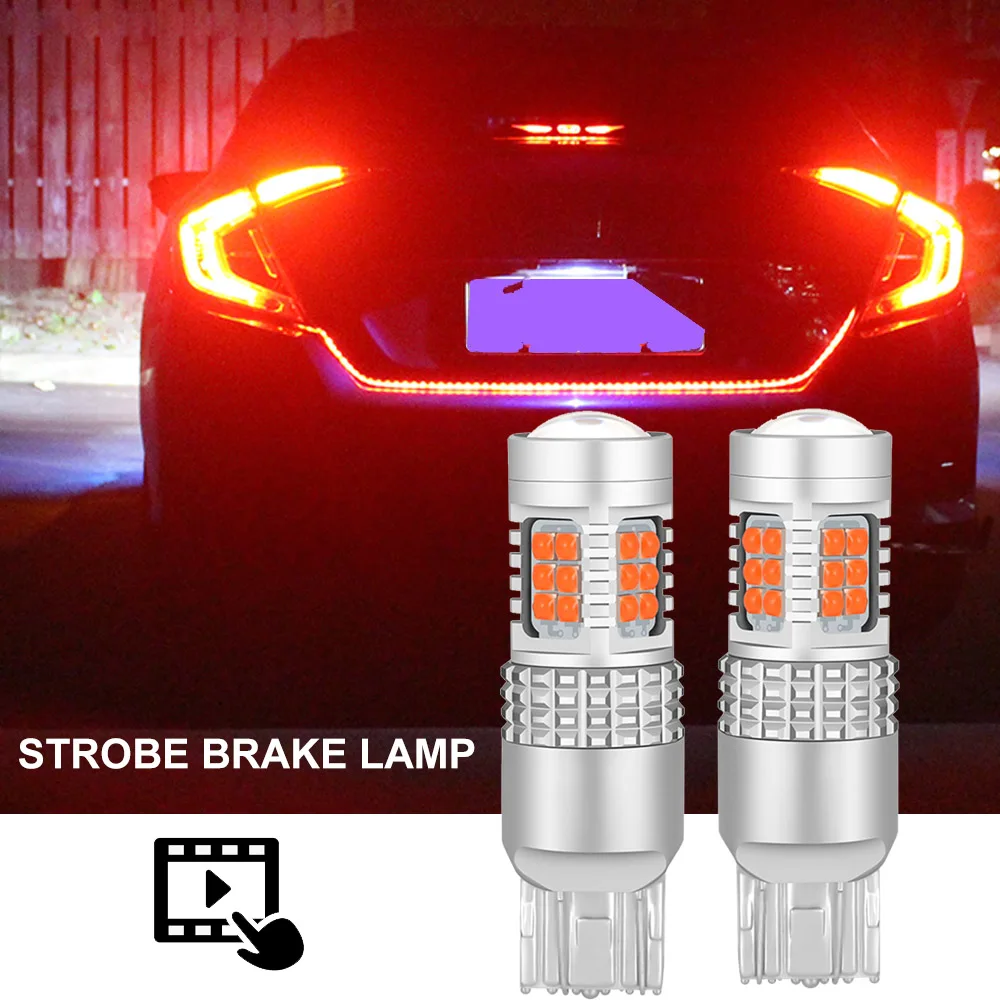 

2pcs Strobe Flashing Brake Light T20 7440 7443 W21W 1157 BAY15D Car LED Bulbs 1156 BA15S P21W BAU15 Turn Signal Light