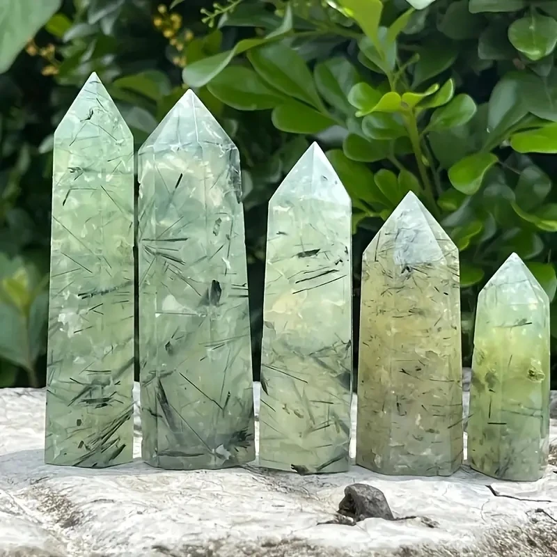 1pc Natural Green Prehnite Geode Quartz Crystal Home Decor Stone Rod Obelisk Wand Gift Photo Props Yoga Meditation Decor