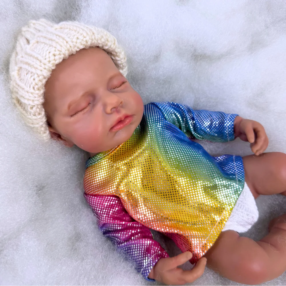 13 Inch Dark Skin LouLou Full Solid Silicone Flexible Elastic Super Soft Cute Squishy Silicone Lifelike Reborn Bebe