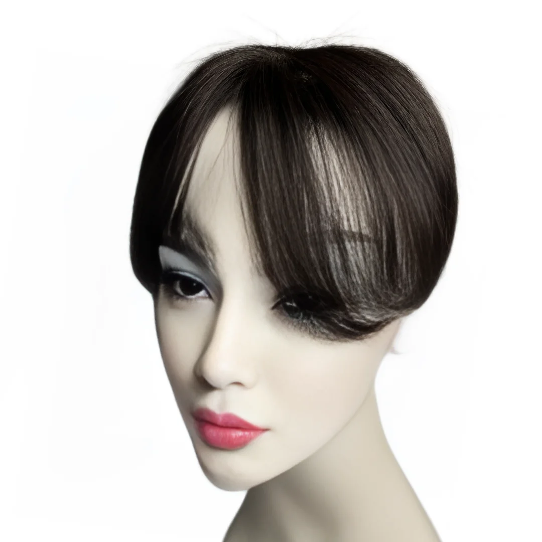 Toppers de cabelo humano natural, franja invisível com prendedor para mulheres, 6 polegadas, postiços curtos, parte intermediária, cabelo liso