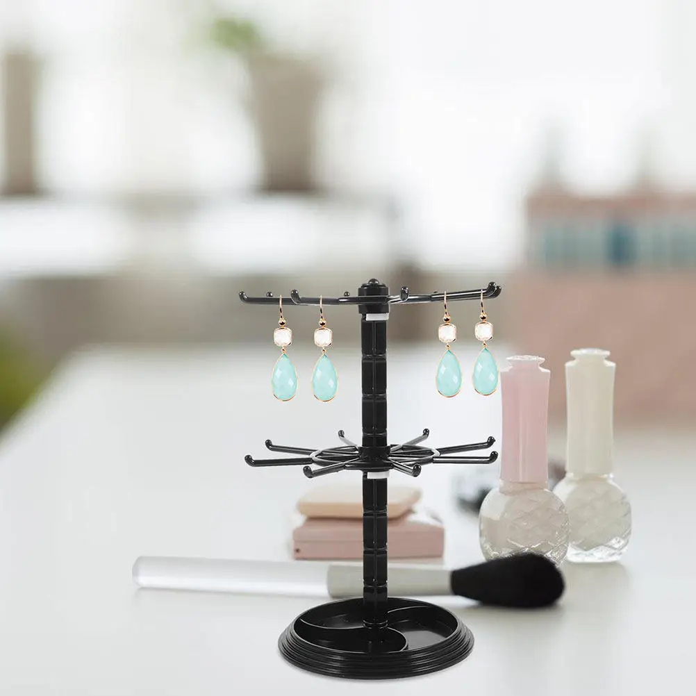 3Pcs Small Rotating Keychain Display Stand Jewelry Holder Organizer for Necklaces Bracelets Earrings Desk Storage Rack