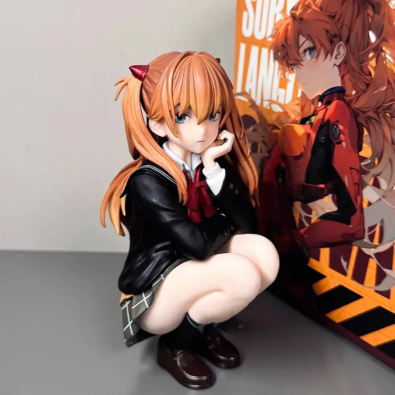 School Style Squatting Anime Girl Collectible Figurine Anime Model Desktop Case Car Dashboard Ornament Birthday Holiday Gift