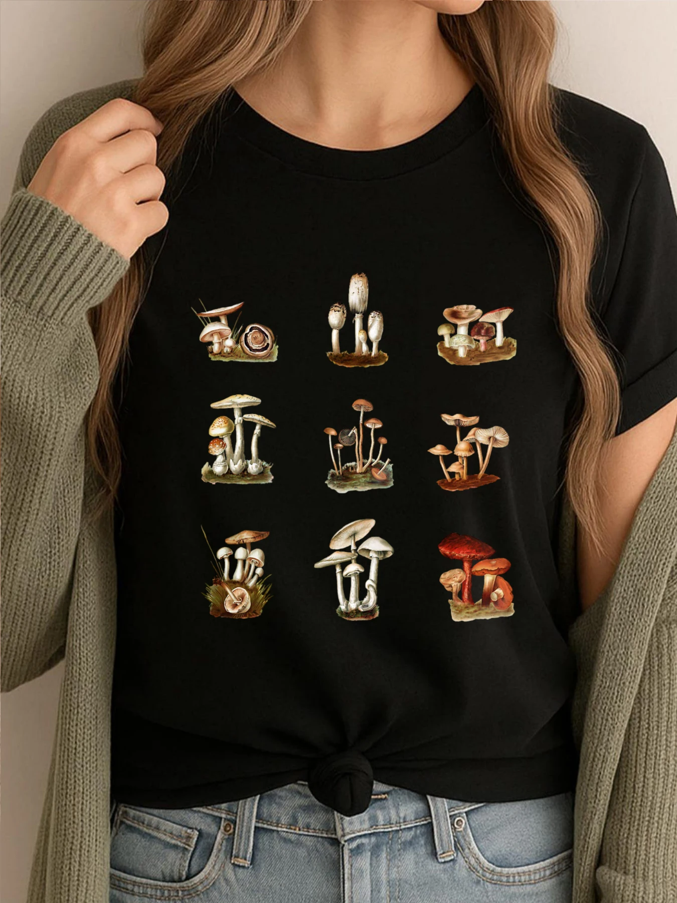 

Грибы и грибы, винтажные иллюстрации, мужская дизайнерская одежда, футболки с рисунком, мужская хлопковая удобная одежда с принтом