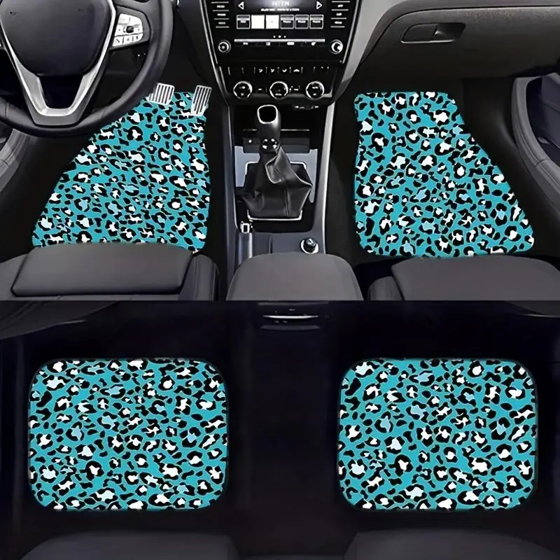 4 Sets of Sexy Leopard Print Car Floor Mat Sets, Elegant Car Interior Decoration Carpet, Universal Car Anti-slip Floor Mats