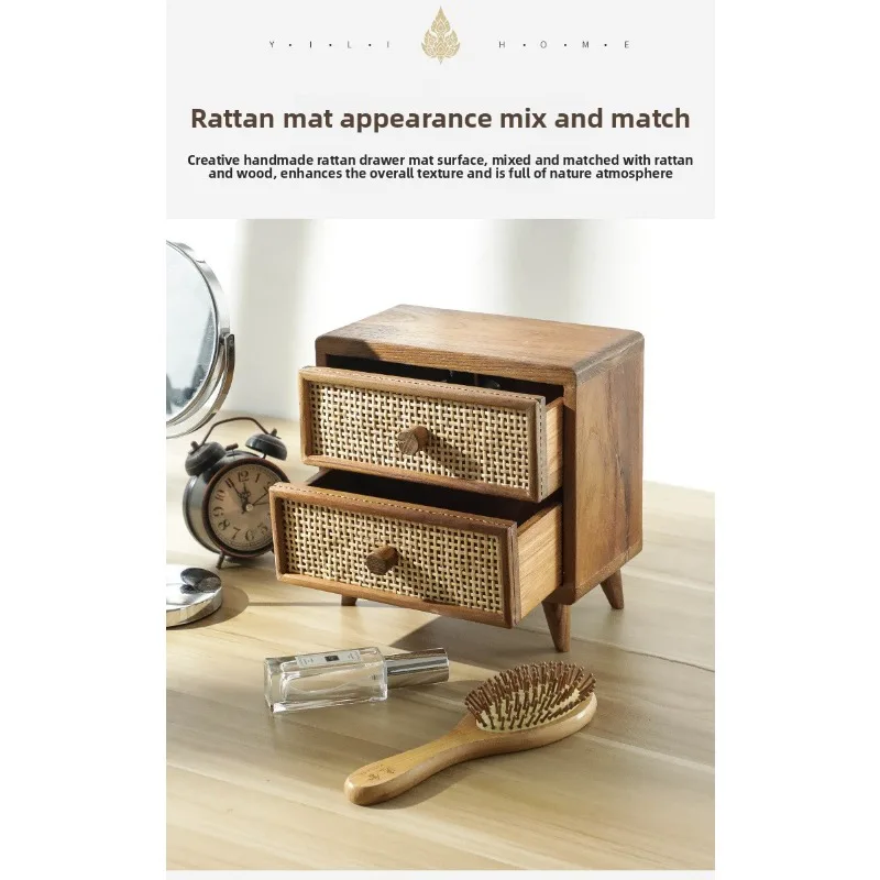 กล่องเก็บของบนโต๊ะทำงานไม้เนื้อแข็ง แบบลิ้นชัก ตู้จัดระเบียบบ้าน สีไม้ธรรมชาติ สำหรับสำนักงานและโต๊ะทำงาน