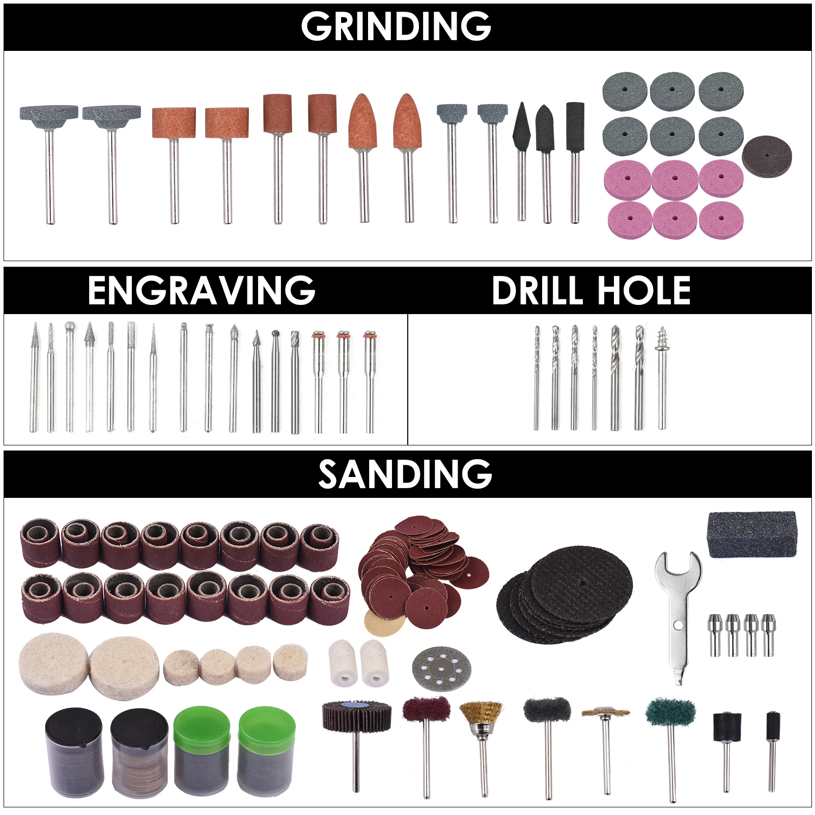 Abrasive Rotary Tool Accessories Set Electric Mini Drill Bit Kit Sanding Polishing Cutting Engraving Heads for Dremel