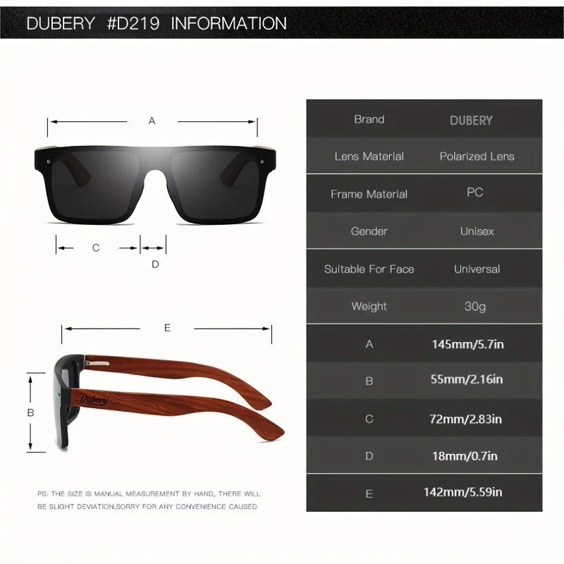 DUBERY Wooden Polarized UV400 ProtectionSunglasses For Men And Women 6 Colors Model 219 image 2
