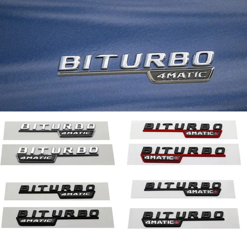 

2pcs ABS BITURBO 4MATIC P 17-25 Car Rear Trunk Emblem Fender Badge Sticker For Mercedes Benz W213 W212 W205 C43 E43 GLC43 GLE43