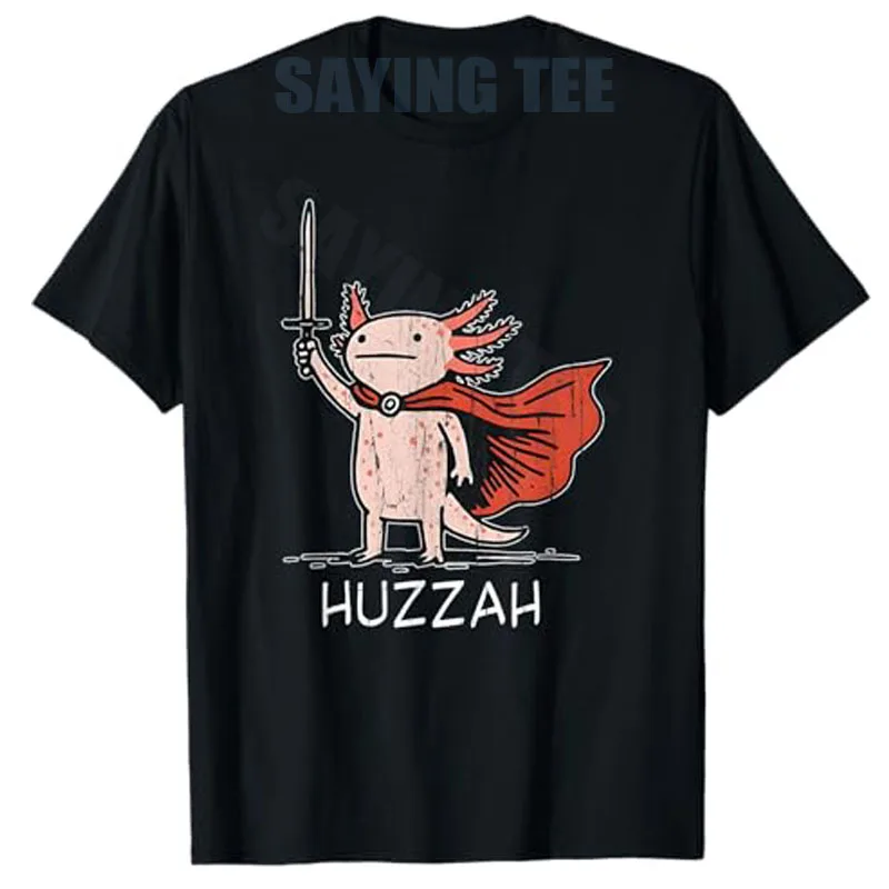 Huzzah axolotl, engraçado axolotl meme camiseta y2k arte estética roupas novidade presente feminino masculino blusas de manga curta streetwear topos