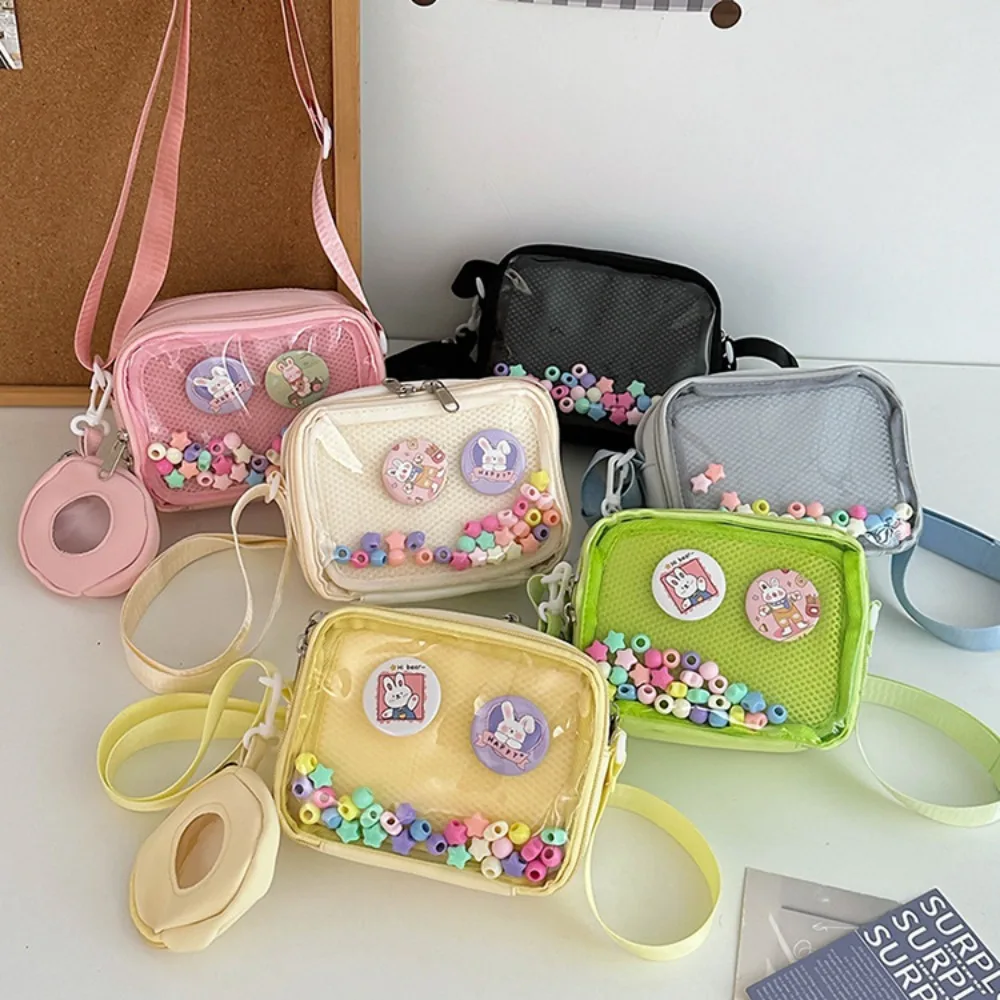 Tracolla larga Mini borse a tracolla Ita Borsa a rete portatile trasparente Ita Borsa a tracolla per mini telefono in nylon colorato