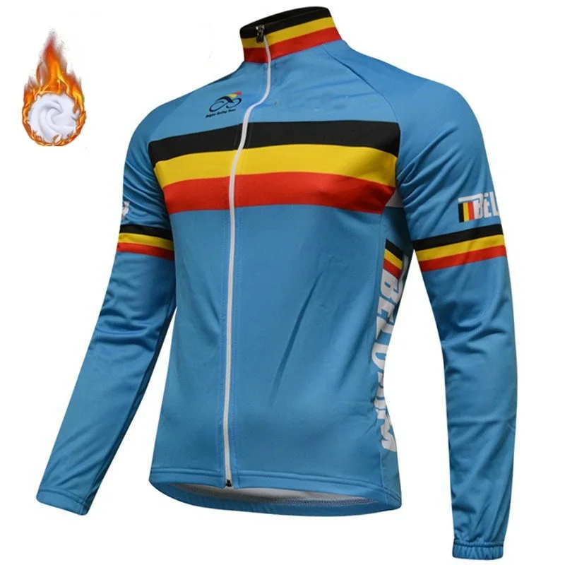 Winter Fleece Thermal Only Cycling Jerseys BELGIUM TEAM RETRO CLASSIC Long Sleeve Men Bike Wear Cycling Clothing