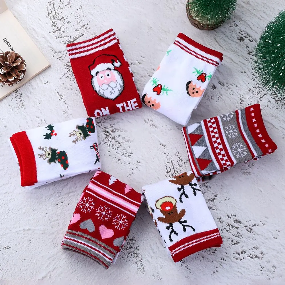 Thickness Cotton Knit Xmas Funny Socks Santa Claus Santa Stockings Christmas Socks Man Woman Lady