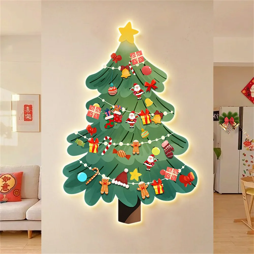 Christmas Tree Decoration Mural Wall Lamp Creative Home Decoration Cafe Bar Corridor Hallway Stairs Kids Art Ambient Night Light