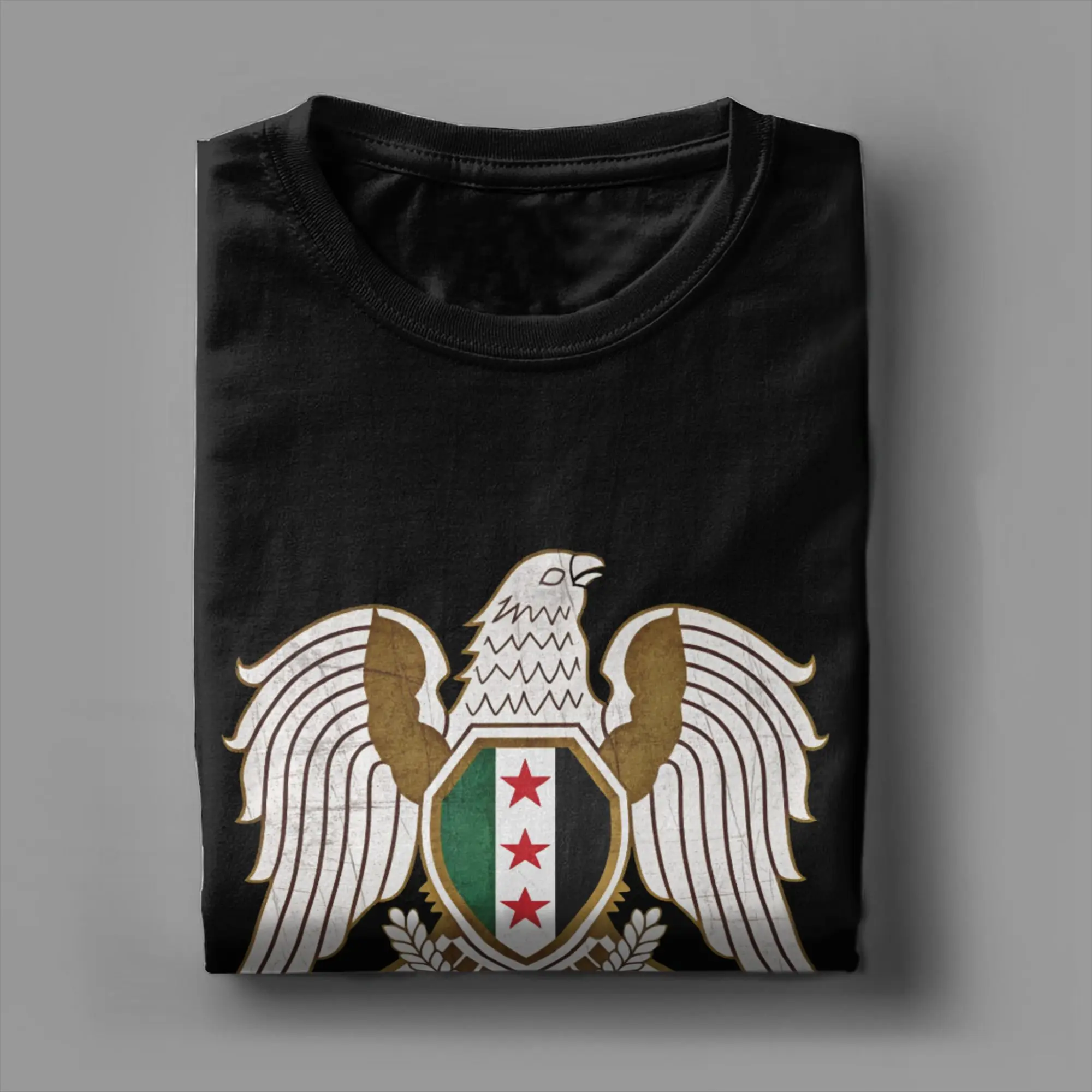 Syria Flag Map T-Shirt Beach  100 Cotton T Shirts For Men's Harajuku Casual Tshirt Short-Sleeved Vintage Top Tees