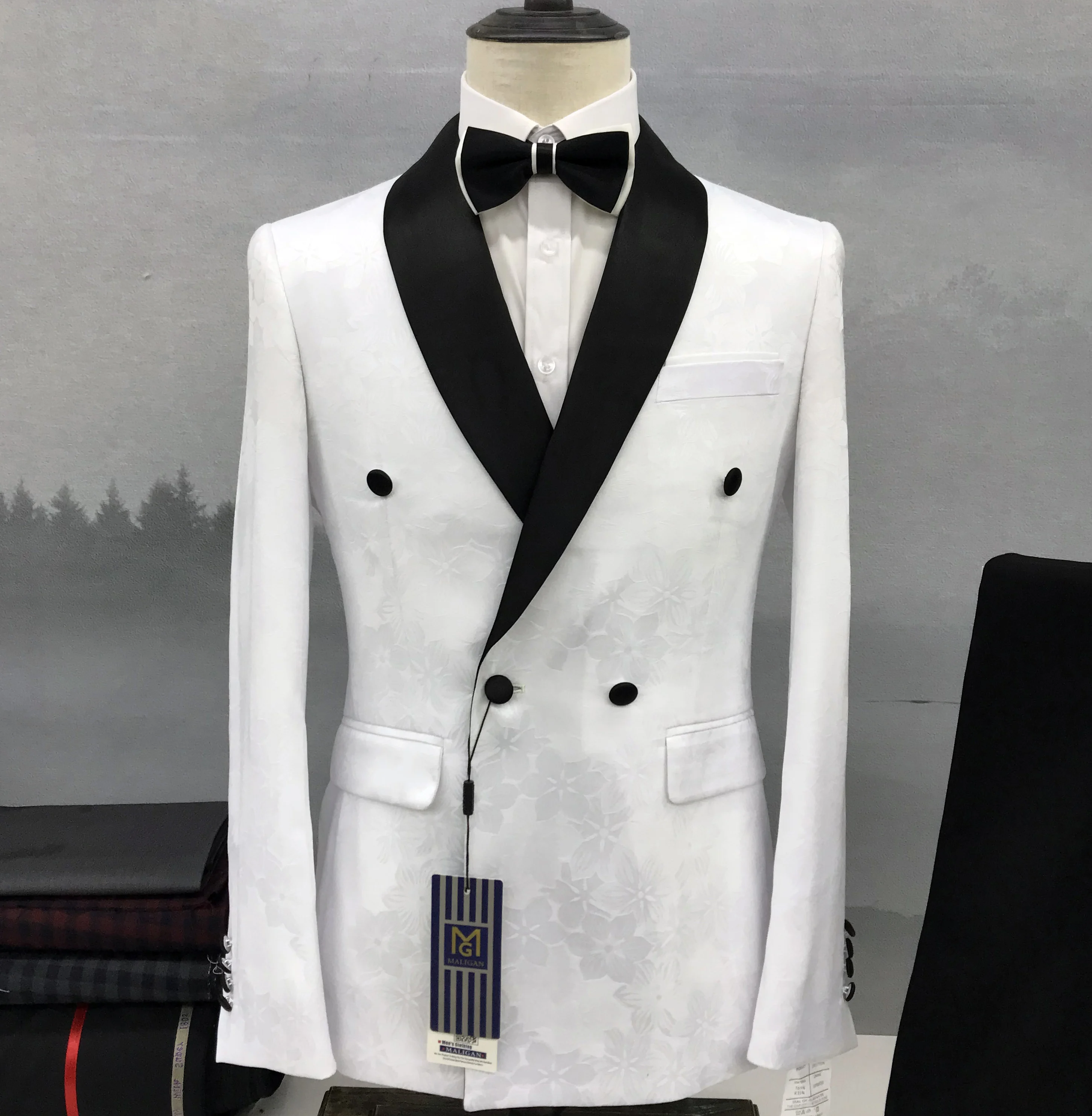 Vestido de novio de boda de una sola botonadura con solapa de Chal listo para usar, traje de negocios inteligente informal para hombres, chaqueta, Blazer