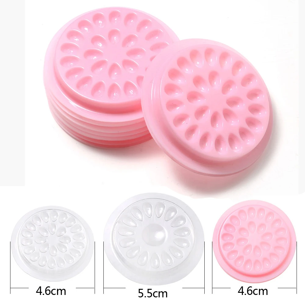 50pcs Eyelashes Glue Holder Wholesale False Eyelashes Accessories Lashes Extension Pallet Pads Plastic Eye Lashes Glue Tools