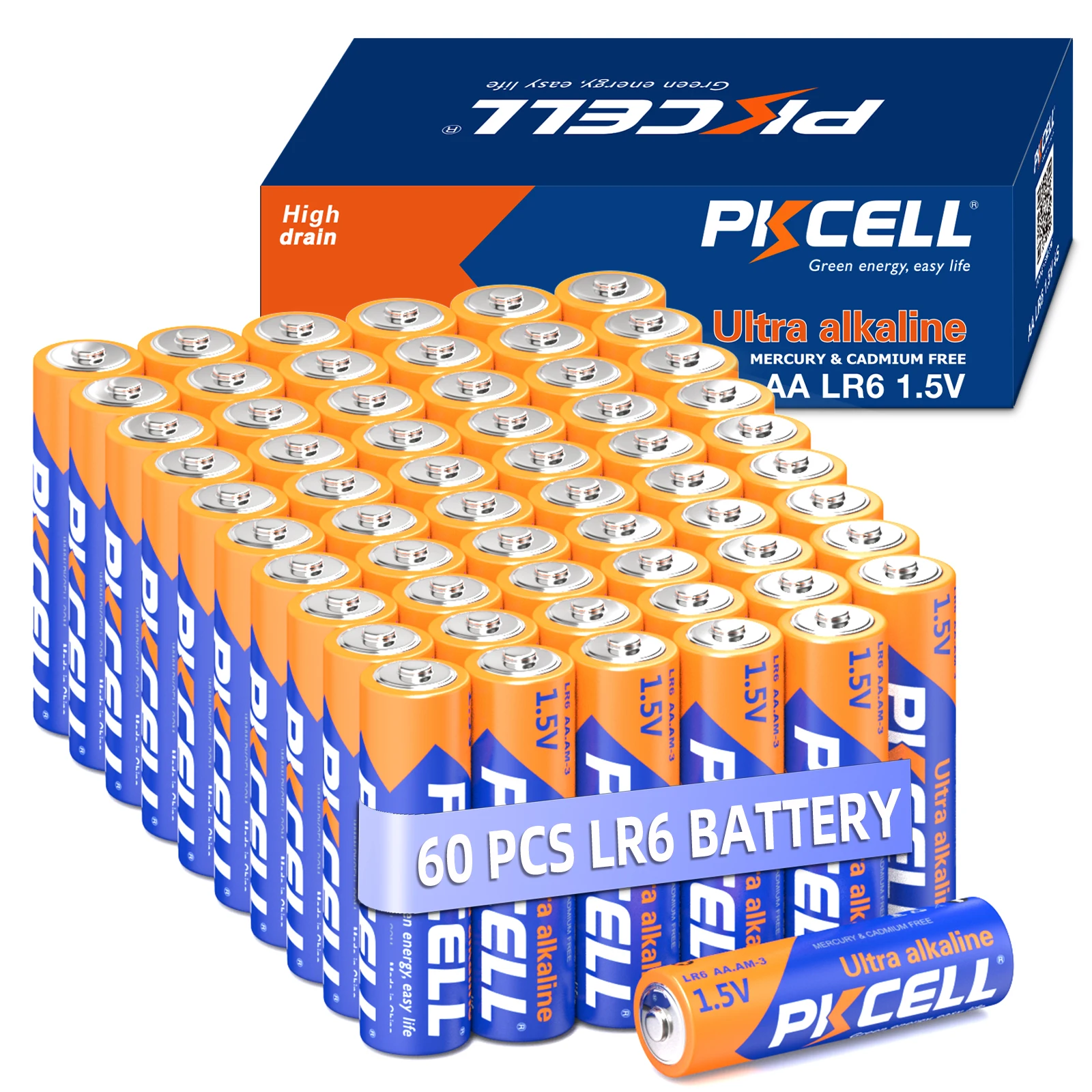 60PC  LR6 1.5V Alkaline Battery 3A AA  E91 AM3 MN1500 Dry Batteries for toy ,flashlight ,camera