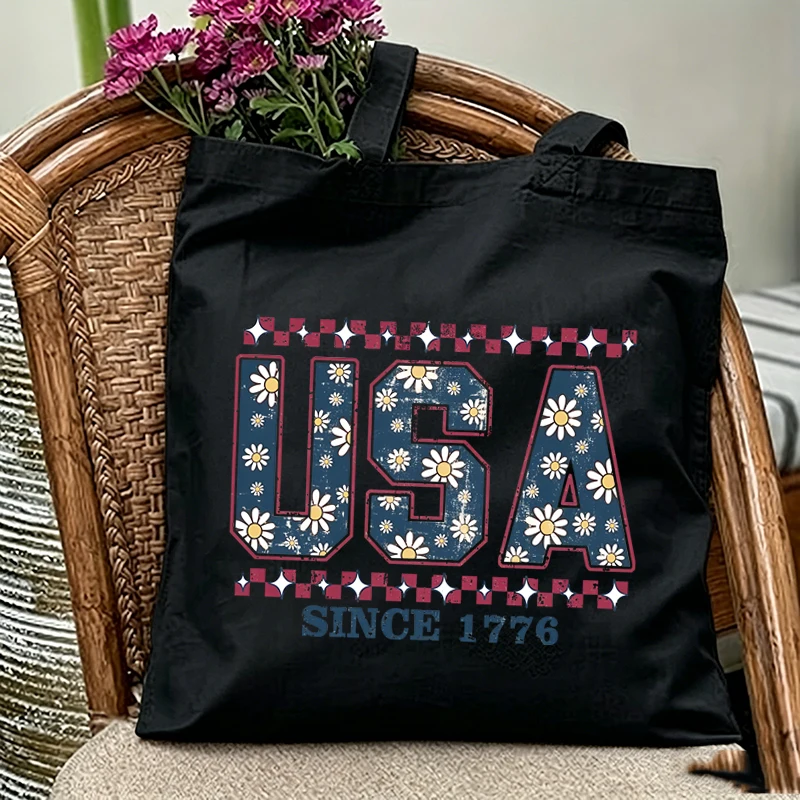 USA 250 Year of Freedom Print Graphics Canvas Tote Bag Women Men America 4th of July Shoulder Bag Fashion Gifts for American