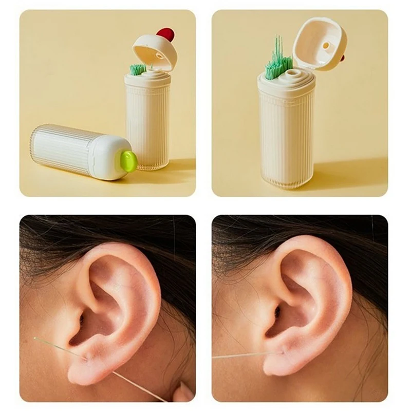 120Pcs 피어싱 된 귀 청소 세트 솔루션 종이 치실 귀 구멍 애프터 케어 도구 키트 일회용 귀걸이 구멍 클리너