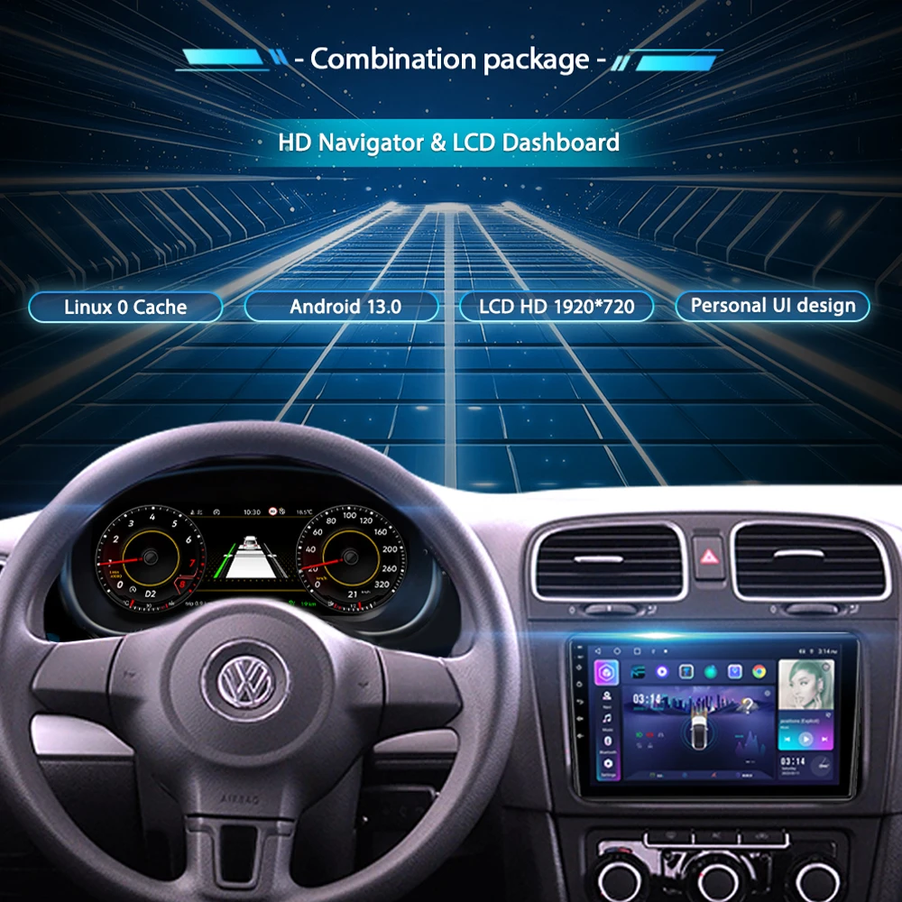 12.3inch Prelingcar Car LCD Digital Cluster For Amarok 2017-2025 Years Dashboard instrument Cockpit panel speedometer