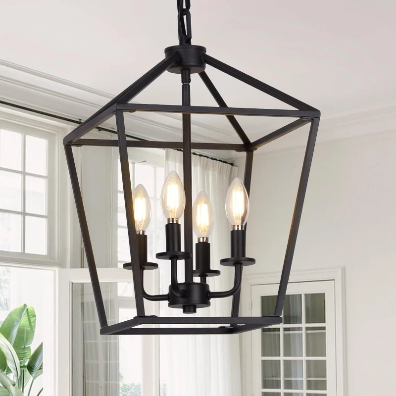 

American country Birdcage Chandelier Europe Vintage Black pendant Light Industrial Living Room Restaurant Kitchen Bedroom Hamp