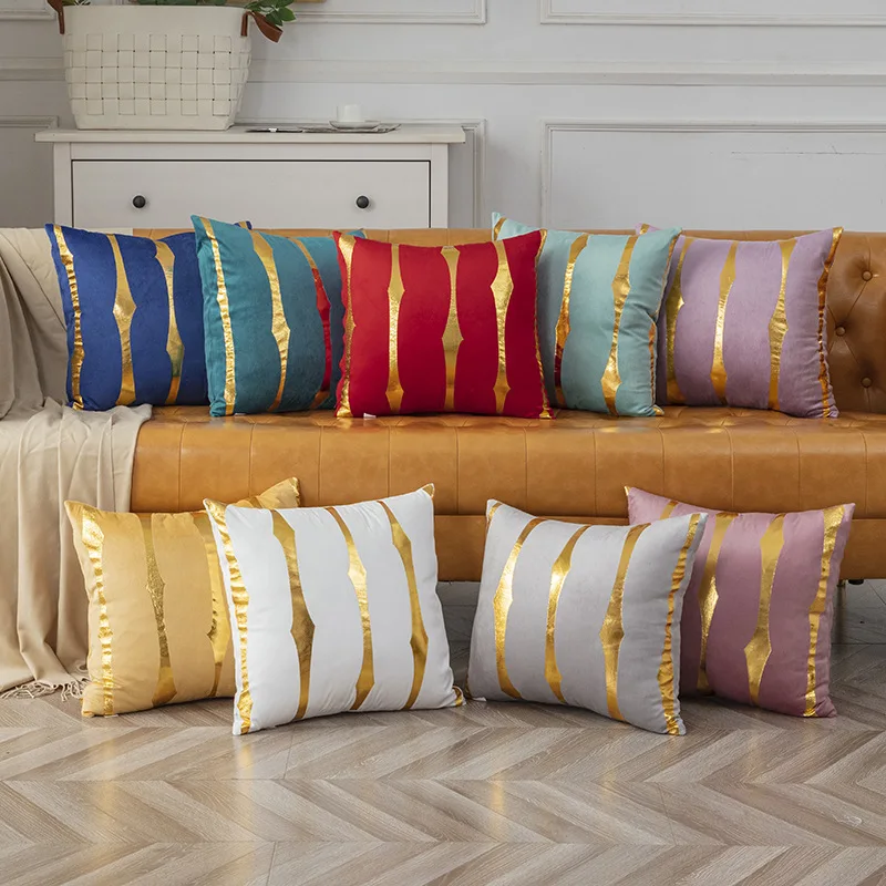 Beautiful velvet hot gold pillow sofa combination geometric plain pillow case multi-color