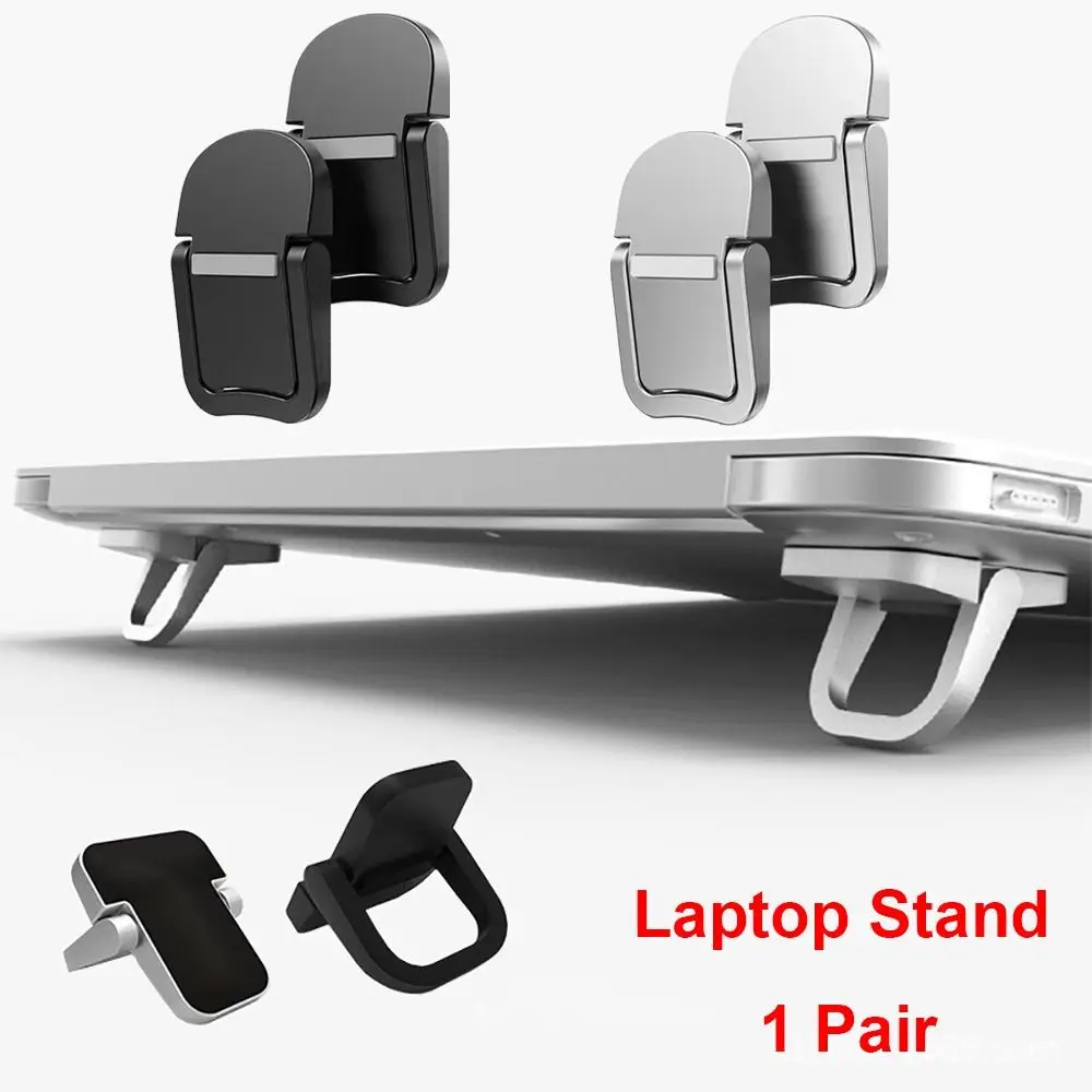 1 Pair Office Foldable Laptop Stand Non-slip Invisible Notebook Bracket Aluminium Alloy Universal Support for HP/Dell/Lenovo