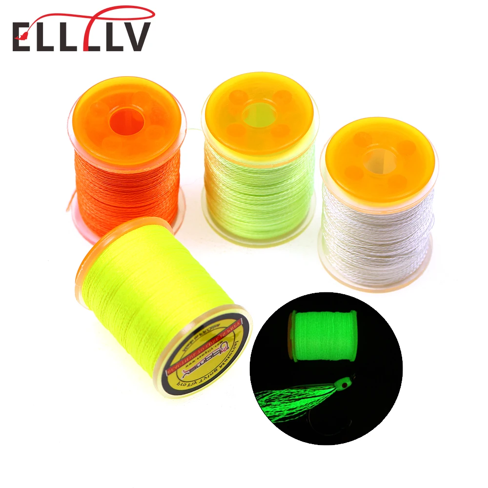 

ELLLLV 150D 80 Yards Luminous Polyester Assist Hook Binding Line Fly Tying Thread For Bass Pike Streamer Flies Knoting 4 Colors