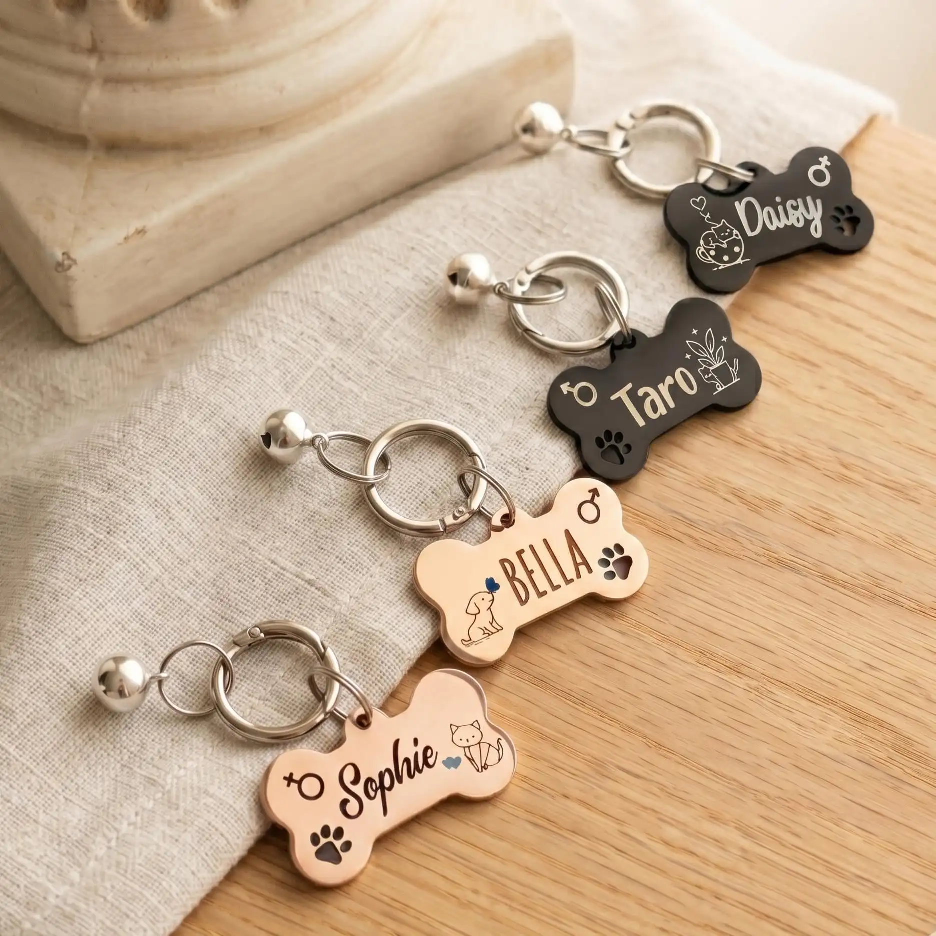 Étiquette personnalisée gravée anti-perte pour animaux de compagnie, étiquette d'identification pour chien et chat avec nom et numéro de téléphone personnalisés, plaque d'identification en acier inoxydable pour collier