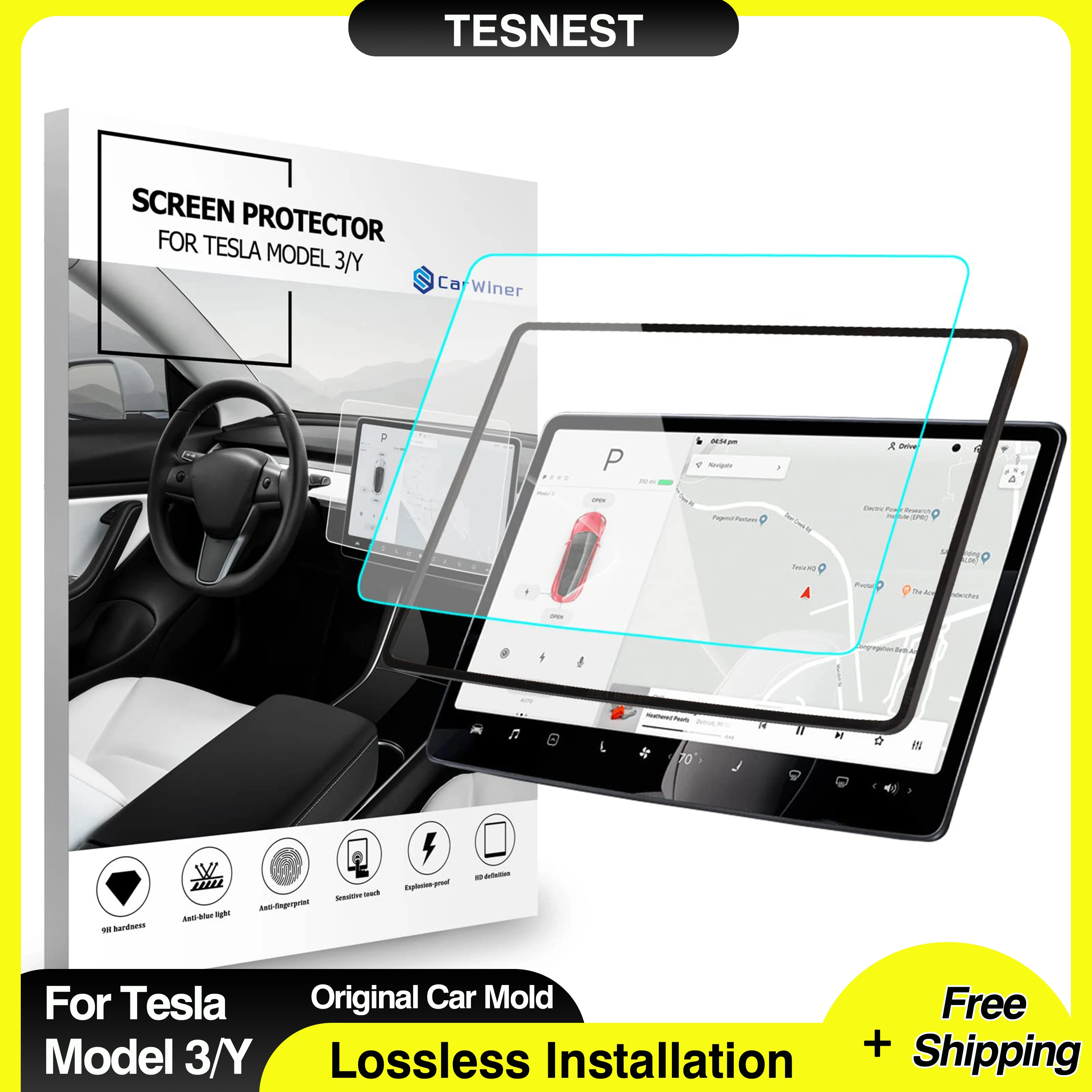 2024 Upgrade Tesla Model Y /3 Accessories Screen Protector Matte 9H Tempered Glass Protector for Model Y 3