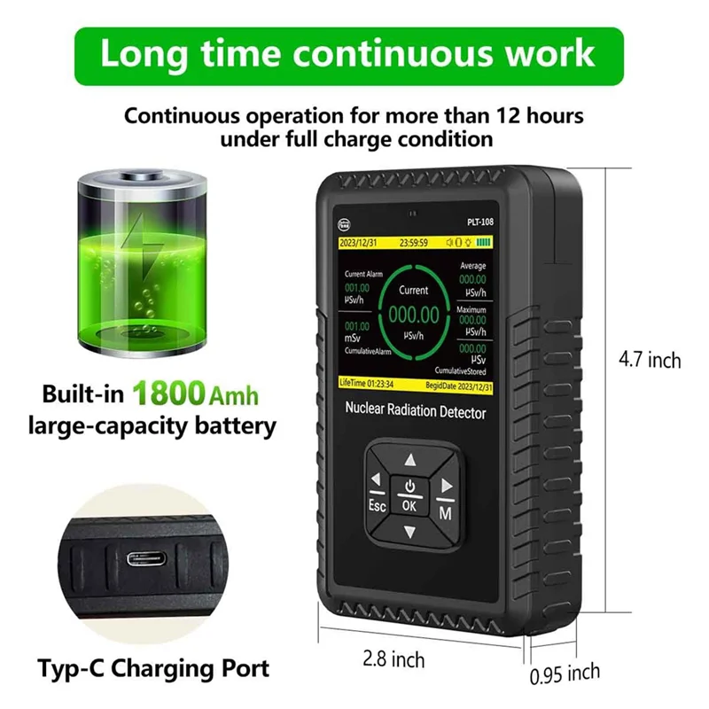 -A96Z Geiger Counter Nuclear Radiation Detector - Portable Handheld Beta Gamma X-Ray Radiation Monitor Meter With LCD Display