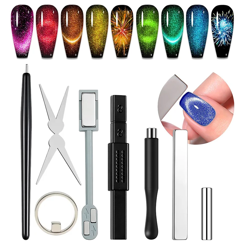 

8PCS Cat Magnet Set Create Heart Cat Magnetic Effect Multi Functional DIY Nail Art Magnet Manicure Supplies