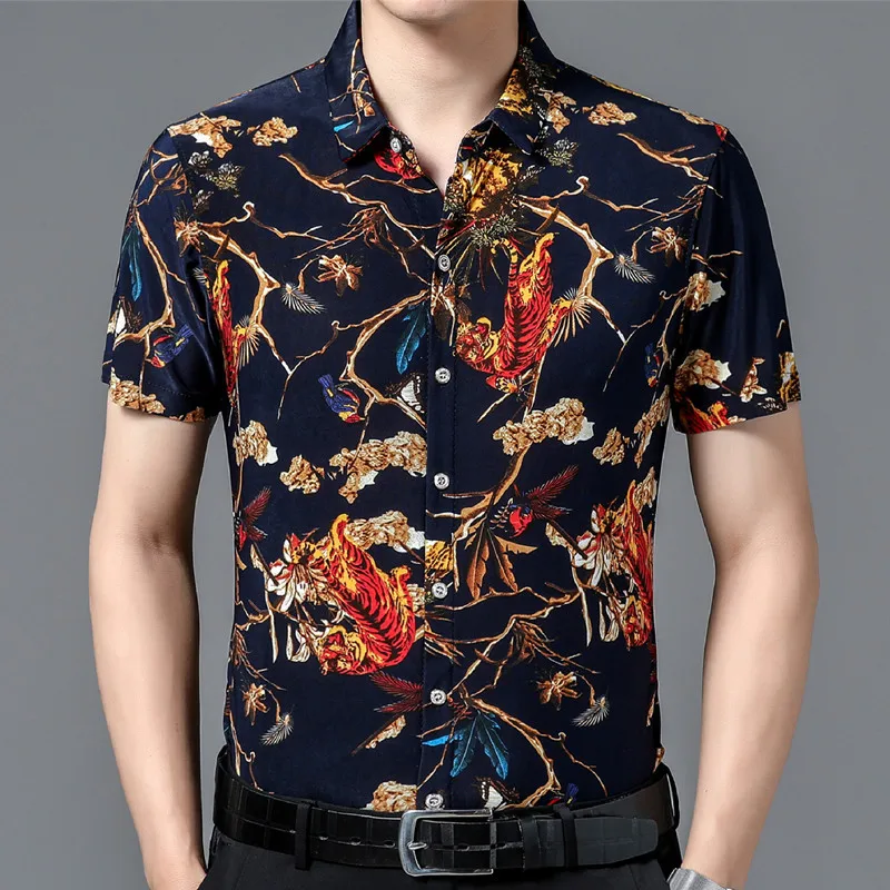 

Summer Clothes 2024 Luxury Designer Brand TIGER Men's Short Sleeve Shirt Business Casual Male Oversize Items