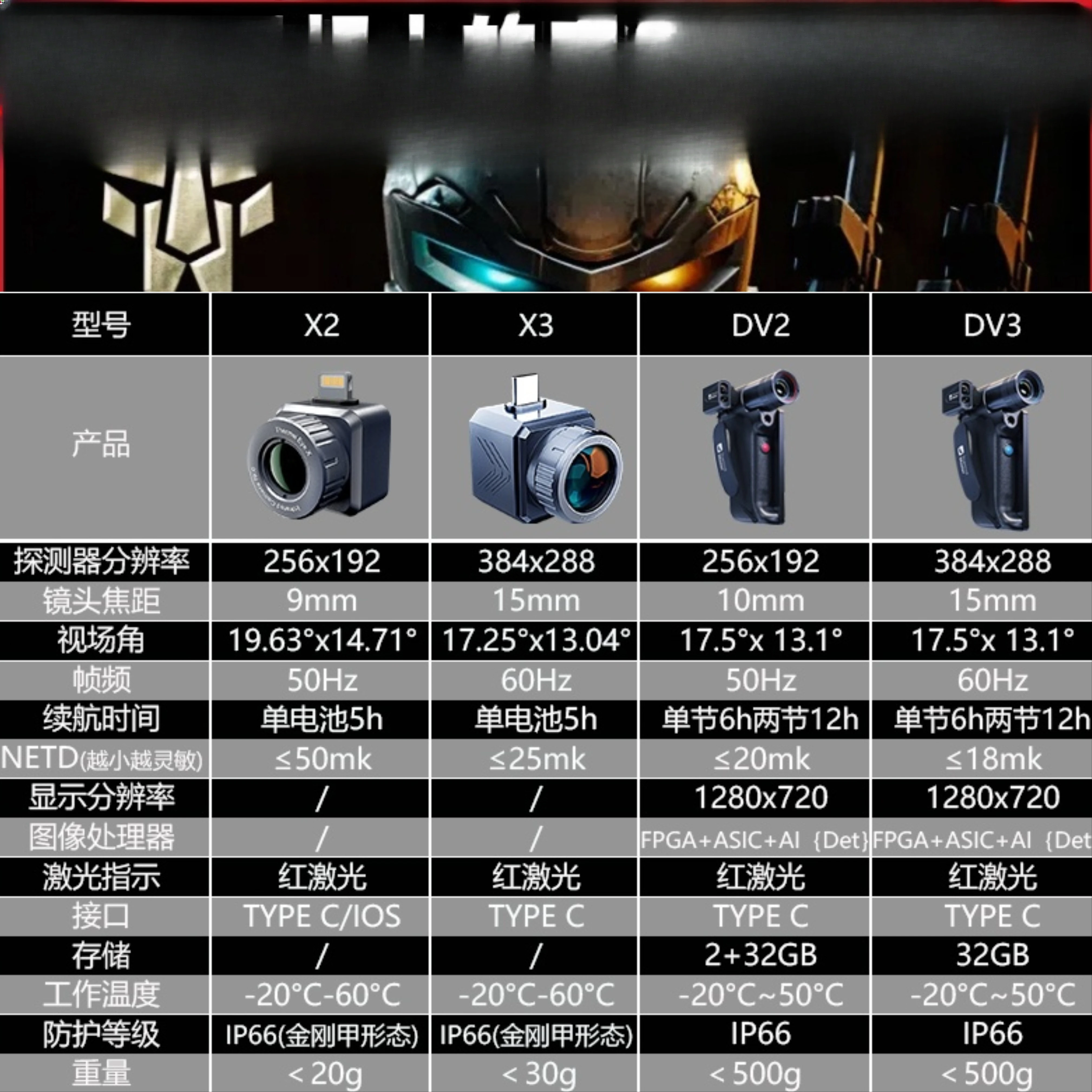 التصوير الحراري DV3 التصوير الحراري X2 رؤية ليلية عالية الوضوح