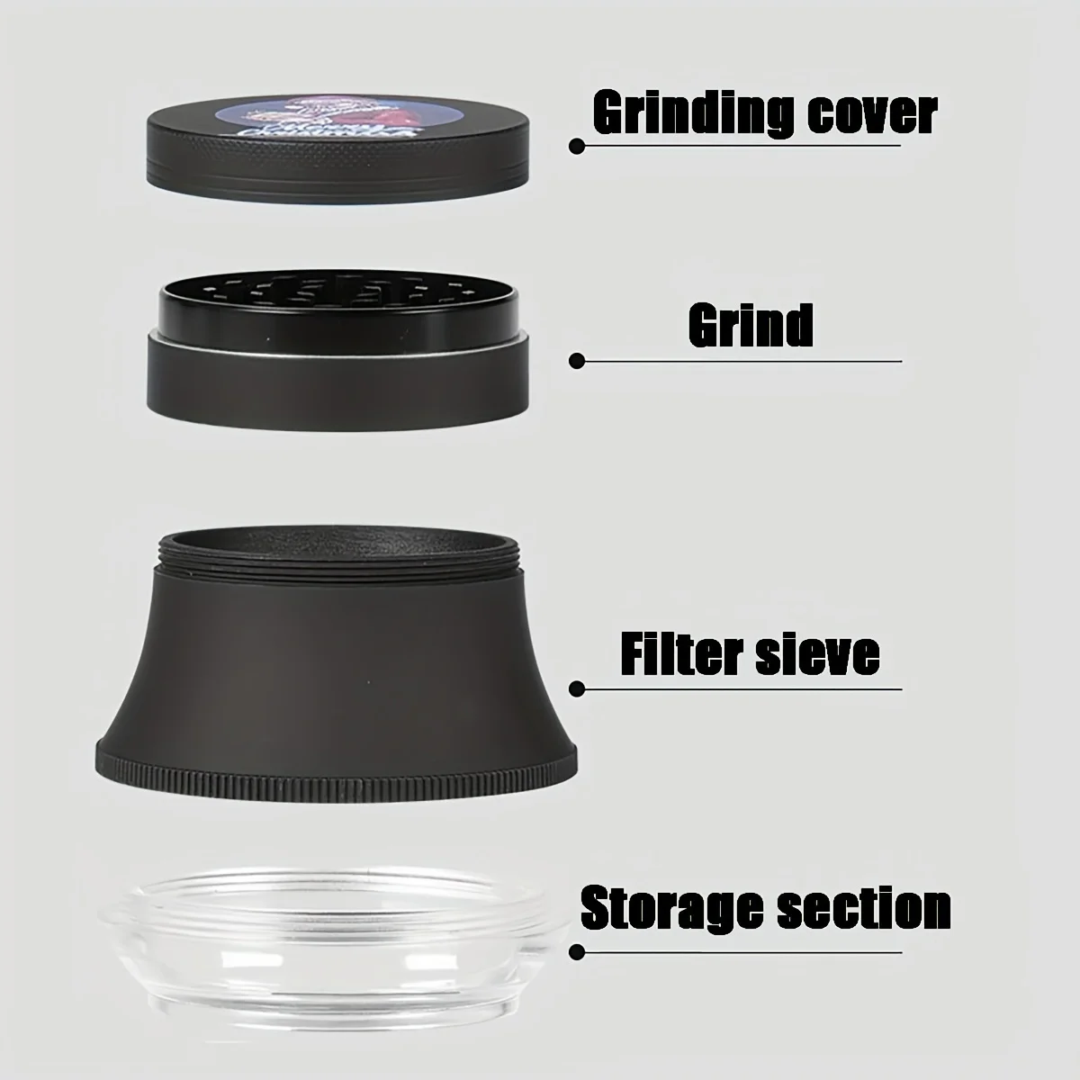 2.5 inch cigarette grinder Black rubber paint Creative drum type grinder