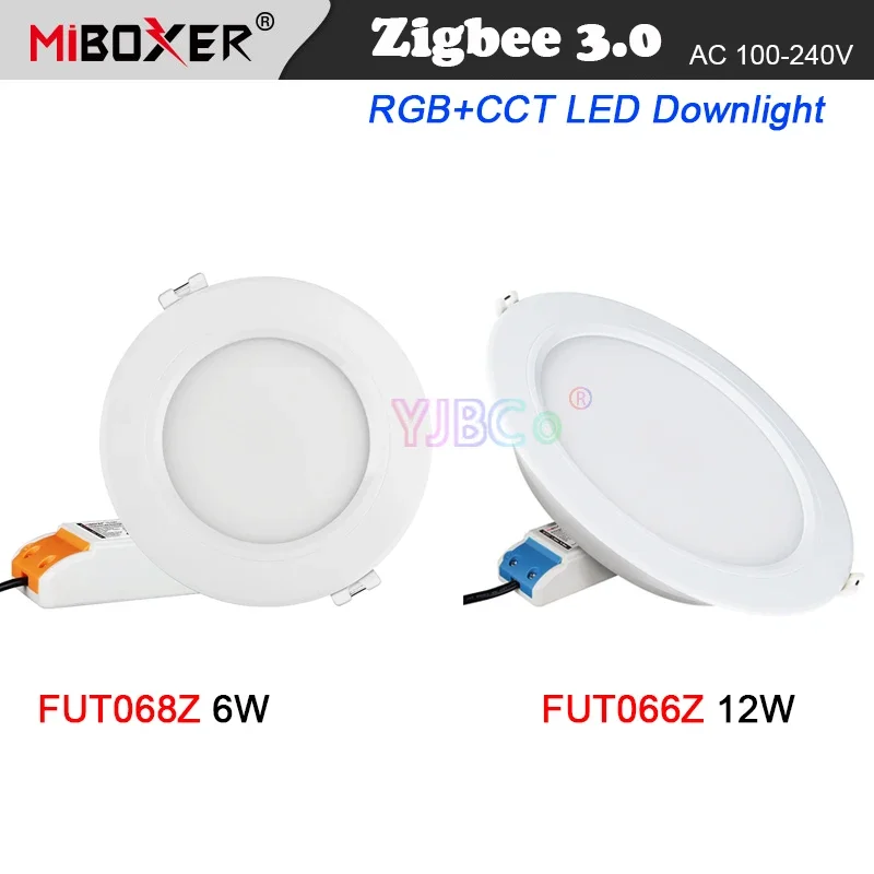 Miboxer Zigbee 3.0 6W 12W RGBCCT LED Downlight Round Ceiling Light Panel lamp AC110V 220V Zigbee 3.0 Remote/APP/Voice Control