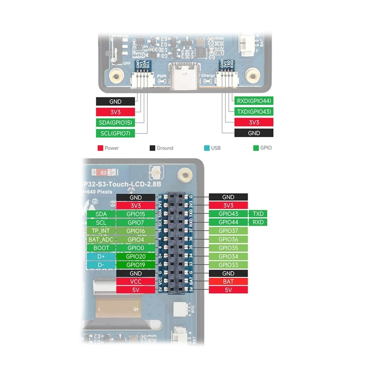 - 2.8inch IPS Capacitive Display Development Board with Onboard Antenna Display Support Bluetooth WiFi