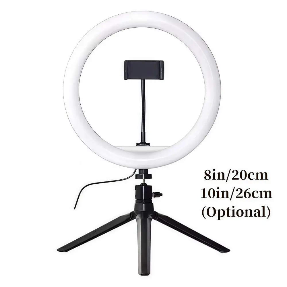 26CM 10" LED Shooting Light Ring Dimmable with Tripod Stand Phone Fill Light Durable Portable Photography Lights For Selfies