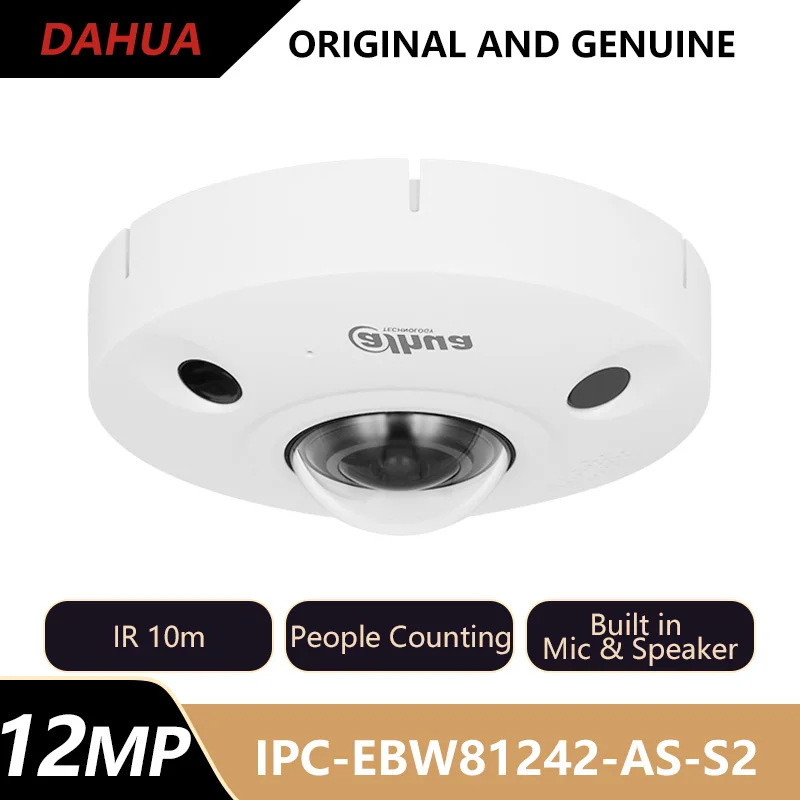 

Dahua 12MP IR Fisheye WizMind IP Camera Intrusion Tripwire Heat Map People Counting Built in Mic & Speaker IPC-EBW81242-AS-S2