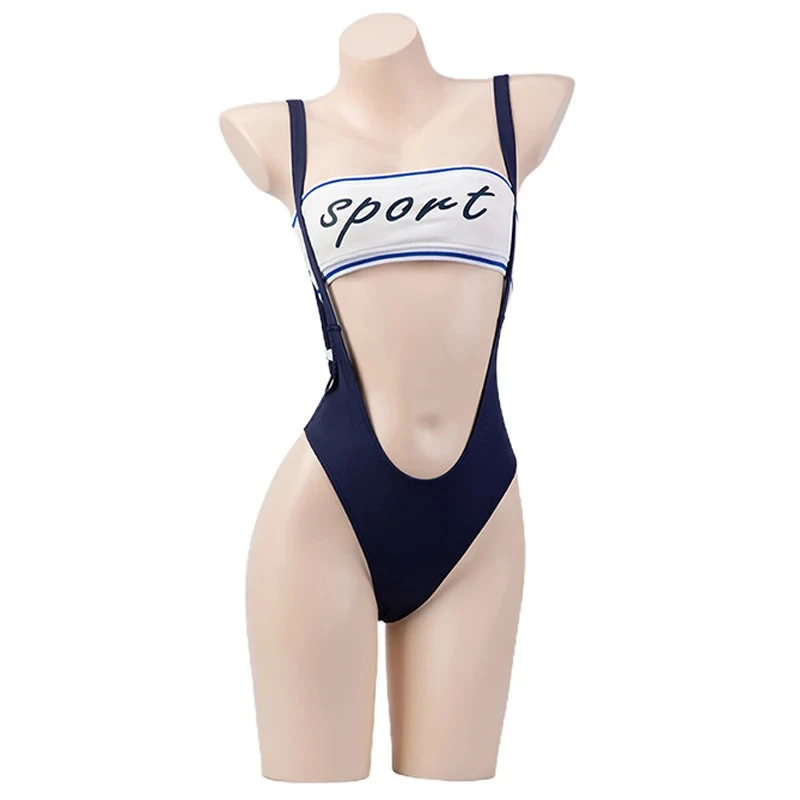 Anime Sailor Swimsuit For Women Japanese Student Cosplay Sexy Sport Tube Top Bodysuit Swimwear 2023 Summer Beach Bathing Suit