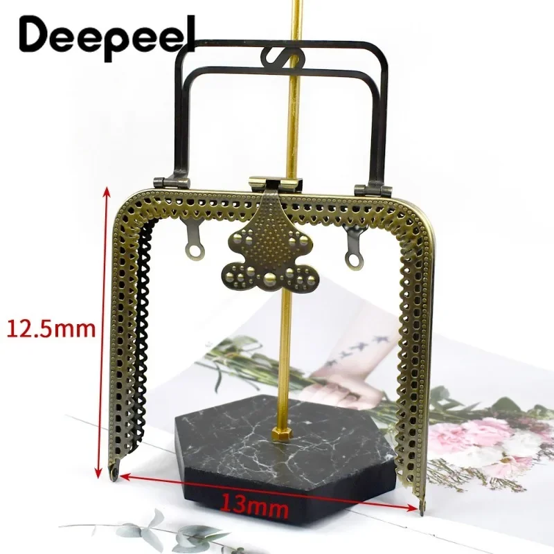 1Pc Deepeel 12*13cm Embossing Metal Bags Handle DIY Handbag Sewing Brackets Purse Frame Handles Kiss Clasps Sew Kit Accessories