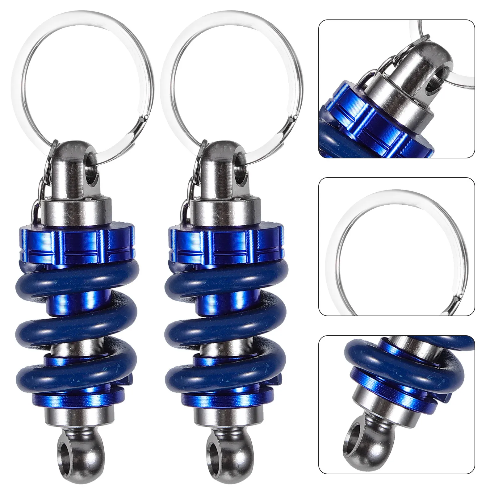 

2Pcs Shock Absorber Keychain Durable Aluminum Alloy Car Keyring Multi-Functional Accessory Gift for Bags and Suitcases