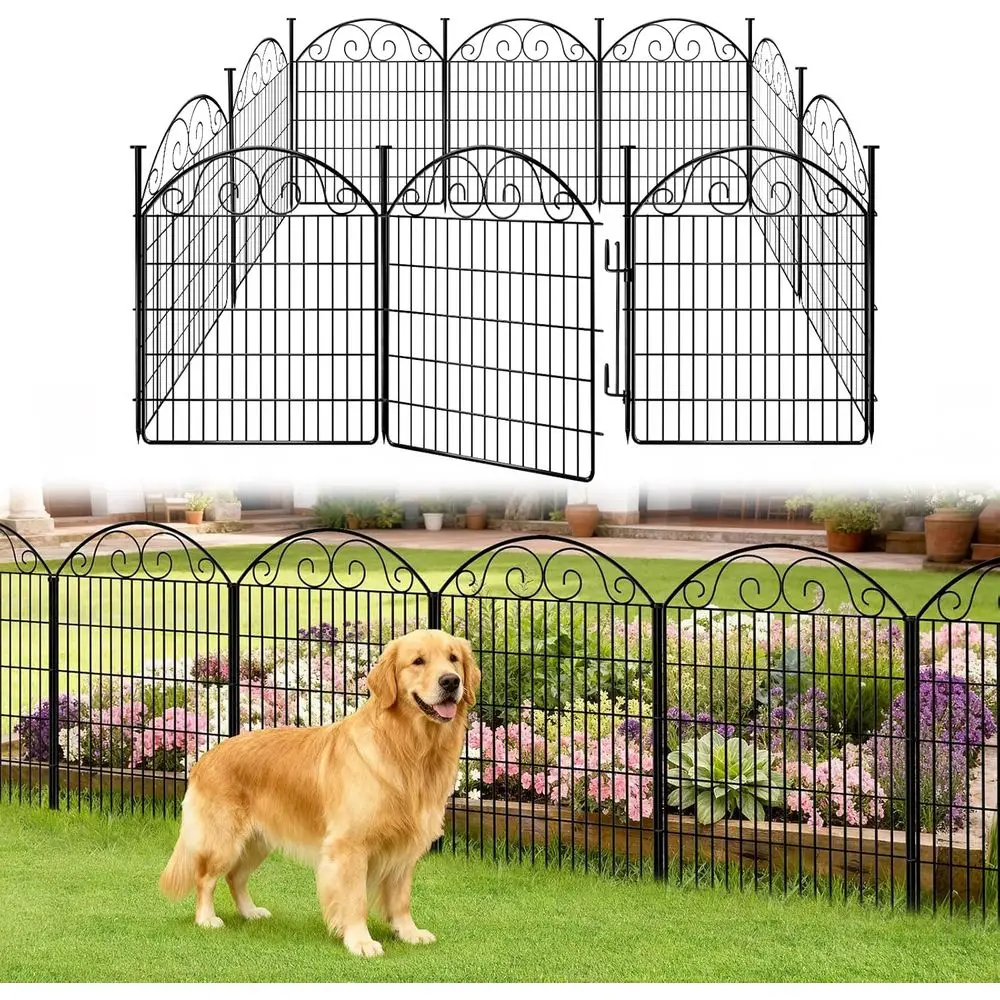 

10 Panels No Dig Decorative Garden Dog ence Outdoor or Yard, 33in(H) x 24.16t(W) with Tall Animal Barrier enceing Panels, Rustpr