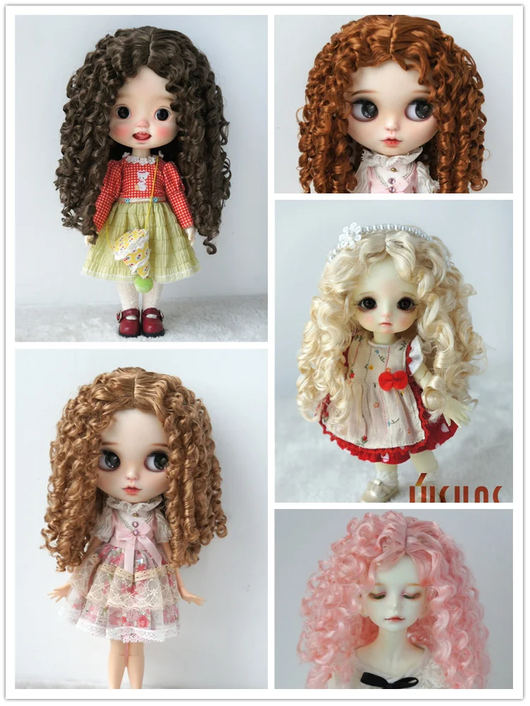 JD073  All Sizes Long Curly BJD Wigs Wholesale Synthetic Mohair Doll Wig Free Shipping Hair Top Sale Accessories